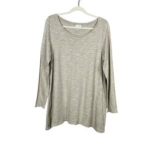 Pure Jill J Jill Womens Medium Taupe Space Dye Slub Cotton Long Sleeve Tunic Top